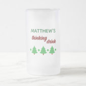Custom Name Funny Thinking Drink Christmas Trees Matglas Bierpul (Center)