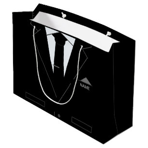 Custom Name Gift Bag met Zakelijk Zwart Kostuum Groot Cadeauzakje