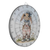 Custom Name girly rabbit blue check bow Dartbord (Voorkant Links)