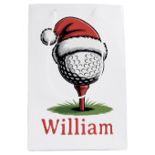 Custom Name Golf Balls Christmas Golf Santa Golfer Medium Cadeauzakje (Voorkant)