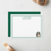Custom Name Hand Drawn Dachshund Reading Notitiekaartje (Voorkant / Achterkant in situ)