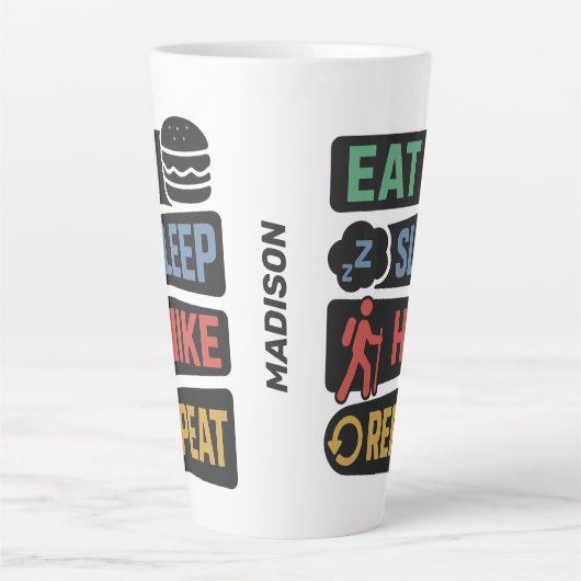 Custom Name Hiking Latte Mok (Voorkant)