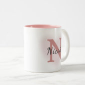 Custom Name &Initial Elegant Dusty Rose Pink Mug (Devant droit)
