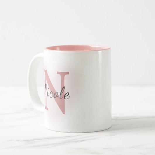 Custom Name &Initial Elegant Dusty Rose Pink Mug   (Devant gauche)