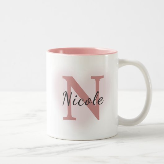Custom Name &Initial Elegant Dusty Rose Pink Mug   (Droit)