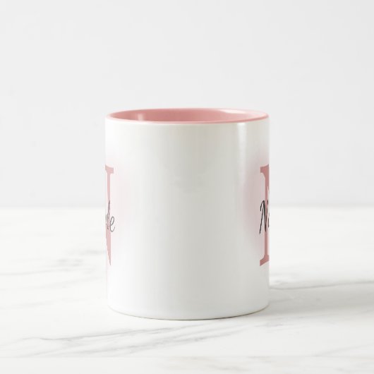 Custom Name &Initial Elegant Dusty Rose Pink Mug   (Centre)