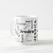 Custom Name Jessica Black White Coffee Mug (Devant gauche)