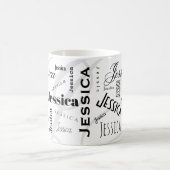 Custom Name Jessica Black White Coffee Mug (Centre)