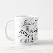 Custom Name Jessica Black White Coffee Mug (Gauche)