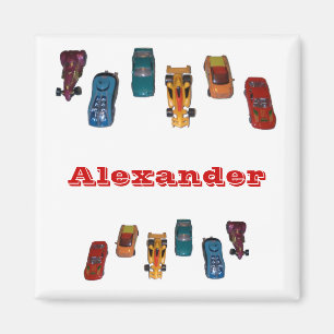 CUSTOM NAME - Jongens Race Cars Magnet Magneet