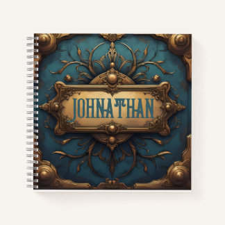 Custom Name Journal in Verdigris & Goud Notitieboek