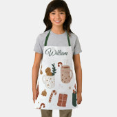 Custom Name Kids Apron Gingerbread & Holiday Cheer Schort (Insitu)