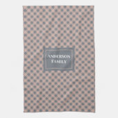 Custom Name Kitchen Towel Pastel Plaid Accent Theedoek (Verticaal)