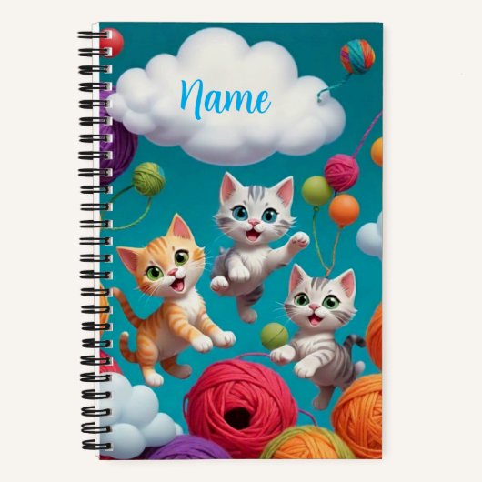 Custom Name Kittens and Yarn Notitieboek (Voorkant)