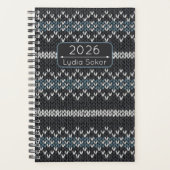 Custom Name Knit Grey and Blue Planner (Devant)