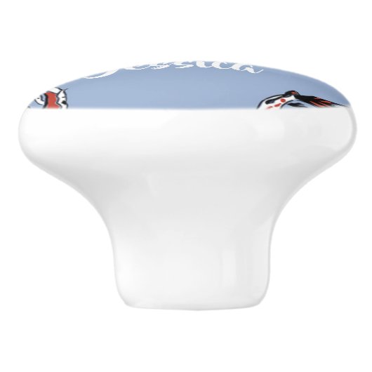 Custom name koi fish blue keramische knop (Zijkant)