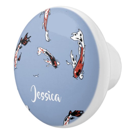 Custom name koi fish blue keramische knop (Rechts)