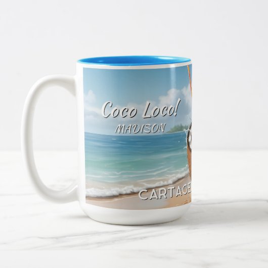 Custom Name & Location Coco Loco Tweekleurige Koffiemok (Links)