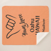 Custom Name, Location & Color Shaka Sherpa Deken (Voorkant (horizontaal))