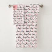 Custom Name Love Text Bath Towel Valentine Gift Bad Handdoek (Insitu)