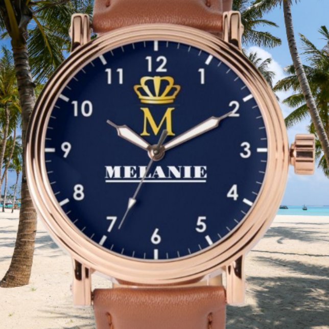 Custom Name Luxury Royal Elegant Monogran  Horloge (Creator heeft geüpload)
