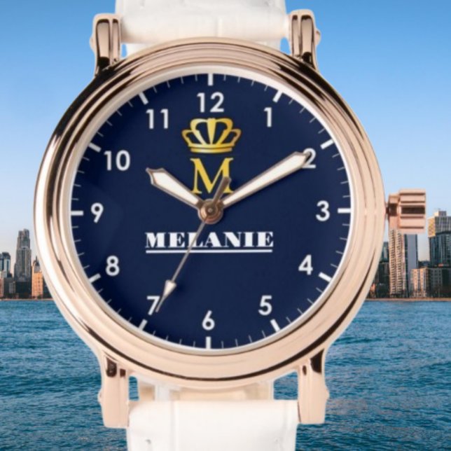Custom Name Luxury Royal Elegant Monogran  Horloge (Creator heeft geüpload)
