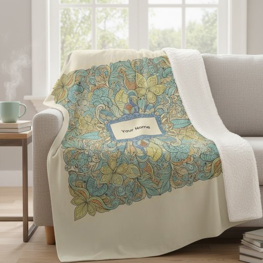 Custom Name Luxury Zentangle Sherpa Blanket Deken