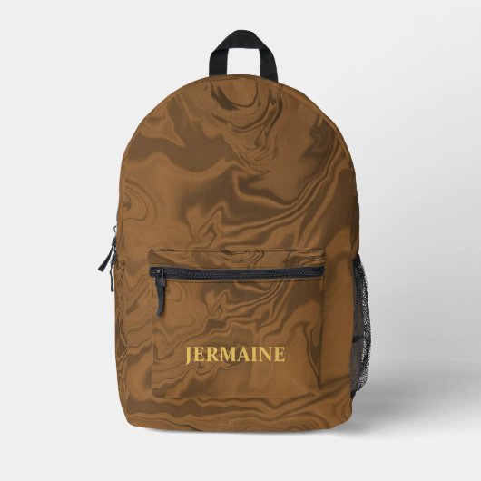 Custom name marble brown texture bedrukte rugzak (Voorkant)
