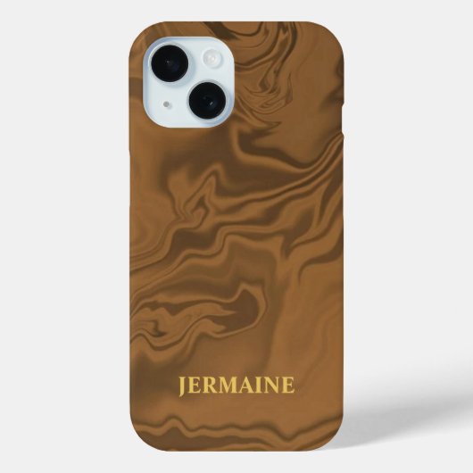 Custom name marble brown texture Case-Mate iPhone case (Achterkant)