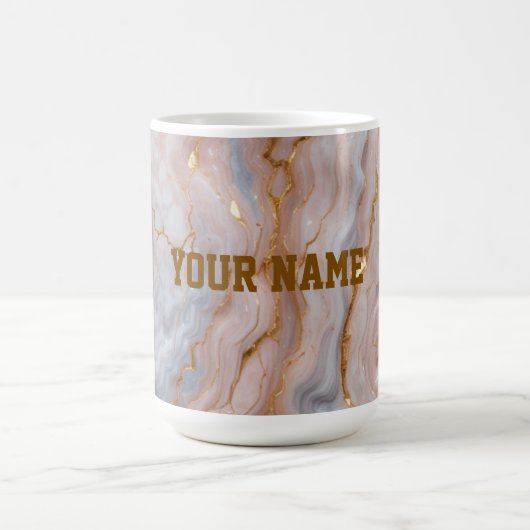 Custom Name Marble Mug | Personalized Gold Textmug (Centre)
