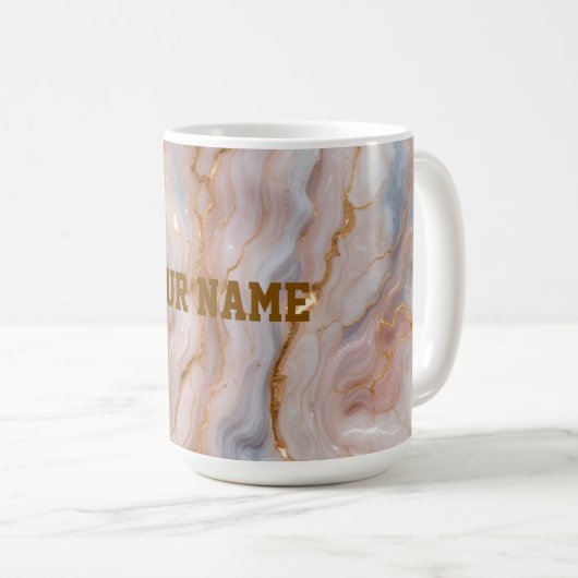 Custom Name Marble Mug | Personalized Gold Textmug (Devant droit)