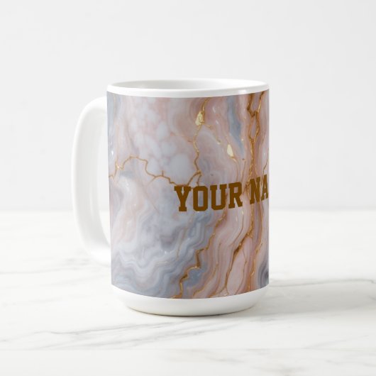 Custom Name Marble Mug | Personalized Gold Textmug (Devant gauche)
