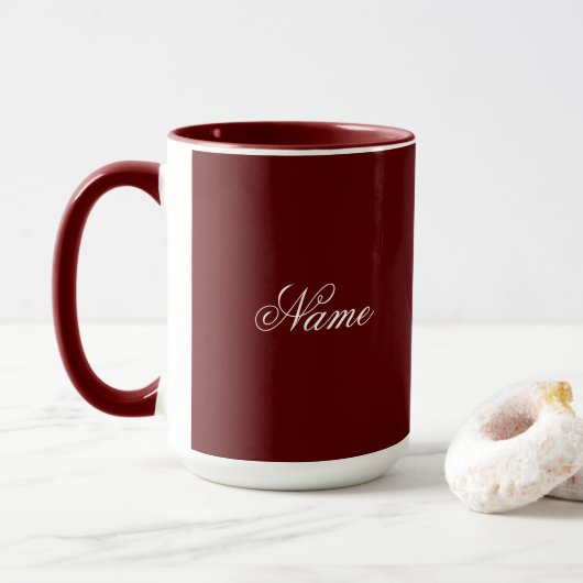 Custom Name Maroon Combo Mug Personalized (Avec donut)