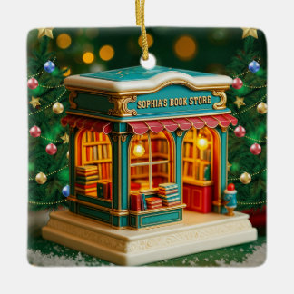 Custom name> message me Bookstore Ceramic Ornament