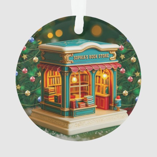 Custom name> message me Bookstore Ceramic Ornament (dos)