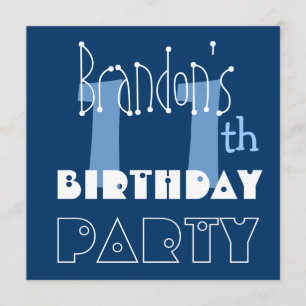 Custom Name Modern Kind 11th Birthday Blue Kaart