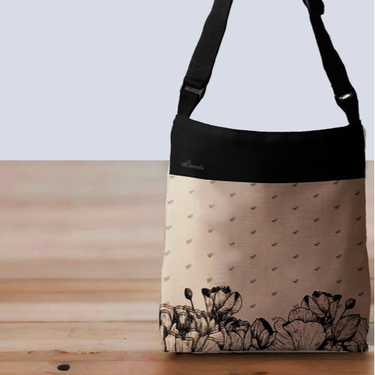 Custom Name & Monogram Pattern Crossbody Tas
