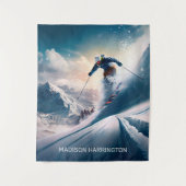 Custom Name Mountain Skier Wandkleed (Voorkant)