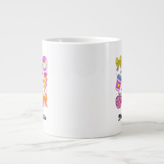 Custom Name Mug, Custom Teacher Mug,Back to school Extra Grote Beker (Voorkant)