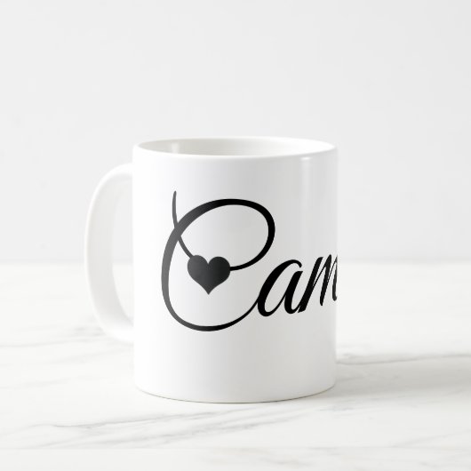 Custom Name Mug Minimalist Script Font with Heart  (Devant gauche)