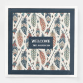 Custom Name Napkins Ethnic Chic Feathers Design Servet (Voorkant)