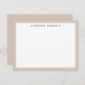 Custom name note card light mocha brown border bedankkaart (Voorkant / Achterkant)