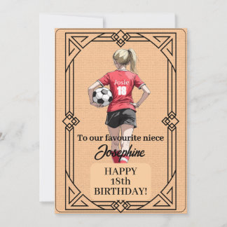 Custom Name Number and Text Birthday Soccer Woman Feestdagenkaart