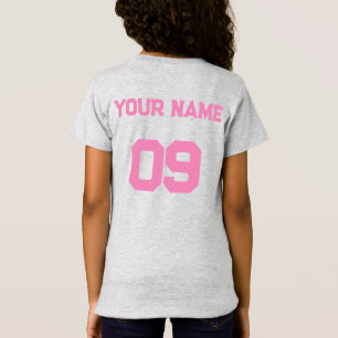 Custom Name Number op de achterkant Pink Font T-Sh T-shirt