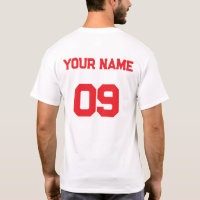 Custom Name Number op de achterkant Red Font T-Shi