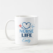Custom Name Nurse Life Coffee Mug Gift (Gauche)
