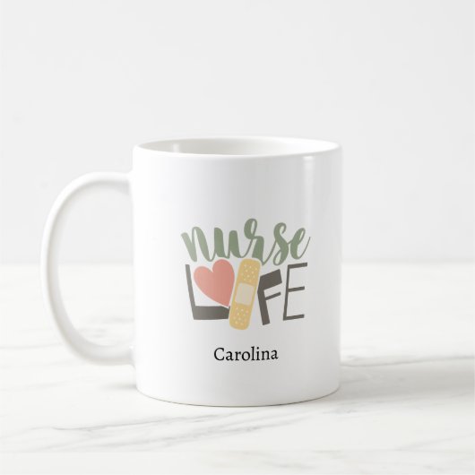 Custom Name Nurse life Coffee Mug Gift Koffiemok (Links)