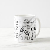 Custom Name Olivia Black White Coffee Mug Koffiemok (Voorkant rechts)