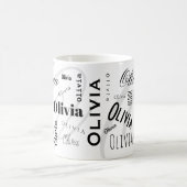Custom Name Olivia Black White Coffee Mug Koffiemok (Center)