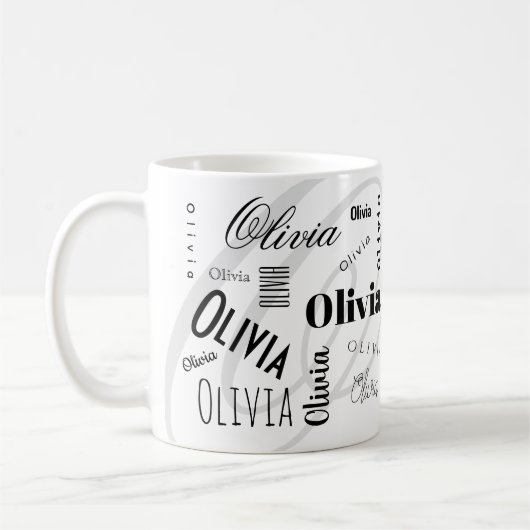 Custom Name Olivia Black White Coffee Mug Koffiemok (Links)